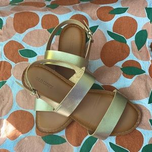 Women’s Double Strap Metallic Gold Sandals